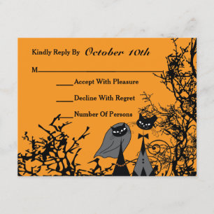 Chats de Hallowedding épousant la carte de RSVP