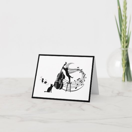Chats de jazz | Carte de note pliée à deux basses (Devant)
