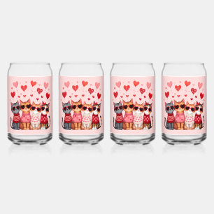 Chats de la Saint-Valentin mignons en lunettes de