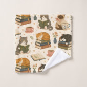 Chats de lecture confortables et café bibliophile (Gant de toilette)