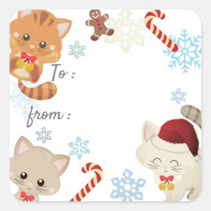 Chats de Noël, étiquette de cadeau de motif de