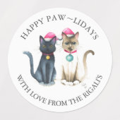 Chats de Noël Étiquettes d'enveloppement de cadeau (Design 2)