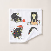 Chats de Noël mignons et amusants (Gant de toilette)