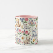 Chats de Whimsical et Mug de Fleurs - Coupe de Caf (Centre)