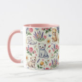 Chats de Whimsical et Mug de Fleurs - Coupe de Caf (Gauche)