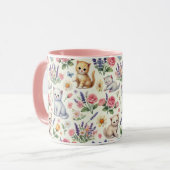 Chats de Whimsical et Mug de Fleurs - Coupe de Caf (Devant gauche)