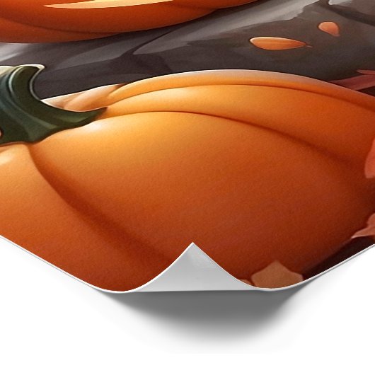 Chats d'Halloween avec affiche murale Citrouille (Coin)