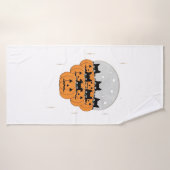 Chats d'Halloween Citrouilles Fond Noir Illus (Serviette de bain)
