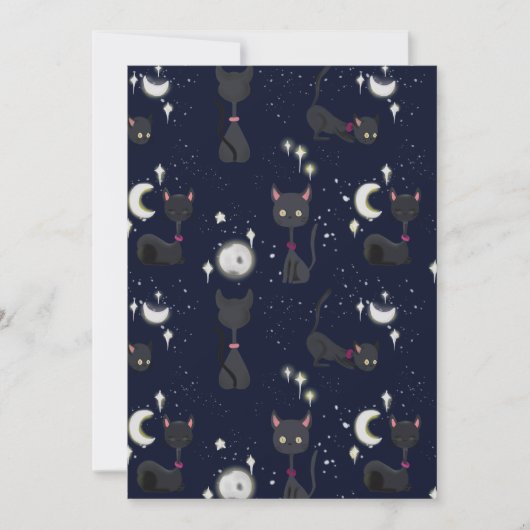 Chats d'Halloween dans la carte postale de nuit (Devant)