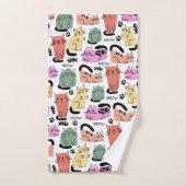 Chats Doodle Mignons Et Empreintes De Pattes (Serviette à main)
