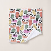 Chats Doodle Mignons Et Empreintes De Pattes (Gant de toilette)