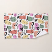 Chats Doodle Mignons Et Empreintes De Pattes (Serviette à main)
