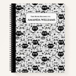 Chats Doodle noir et blanc Carnet pour enfants