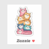 Chats empilés Art aquarelle Autocollant mignon (Feuille)