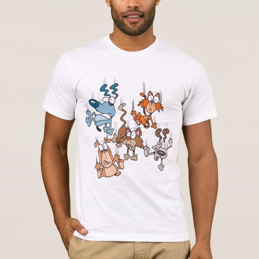 Chats en baisse et T-shirt des hommes de chiens (Devant)