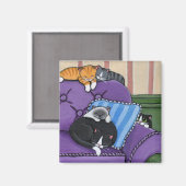 Chats endormis sur Sofa Magnet Whimsical (Recto/Verso)