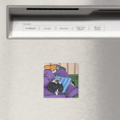 Chats endormis sur Sofa Magnet Whimsical (In Situ (Lave-vaisselle))