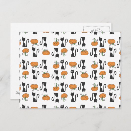 Chats et carte postale de citrouilles (Devant / Derrière)