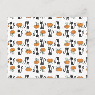 Chats et carte postale de citrouilles