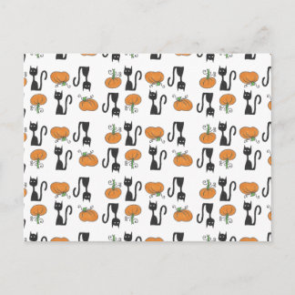 Chats et carte postale de citrouilles