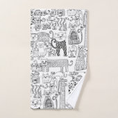 Chats et chatons modernes noirs et blancs à motifs (Serviette à main)