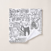 Chats et chatons modernes noirs et blancs à motifs (Gant de toilette)