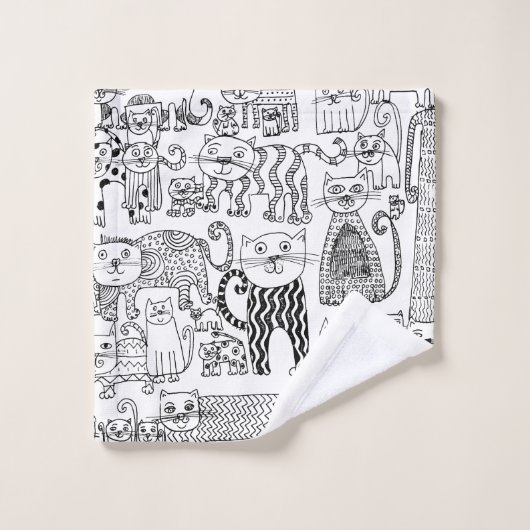 Chats et chatons noirs et blancs modernes (Gant de toilette)