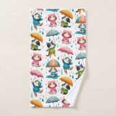 Chats et chiens à plume mignonne avec parapluies (Serviette à main)