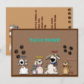 Chats et Chiens Mignons, Invitation à une Fête d'A (Devant / Derrière)