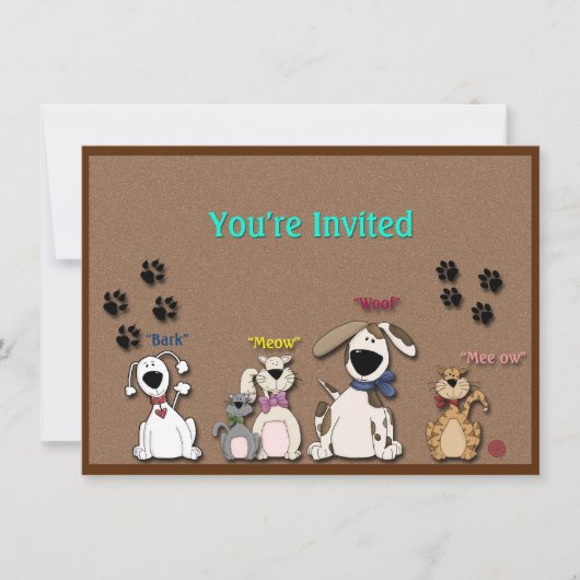 Chats et Chiens Mignons, Invitation à une Fête d'A (Devant)