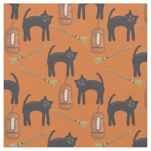 Chats et Citrouilles de Prim Whimsical, Tissu d'Ha (Fermer)
