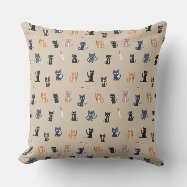 Chats et couteaux Lance Oreiller (Recto)