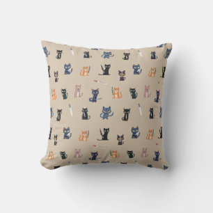 Chats et couteaux Lance Oreiller