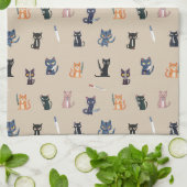 Chats et couteaux Serviettes de cuisine (Plié)
