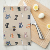 Chats et couteaux Serviettes de cuisine (Quart Plié)