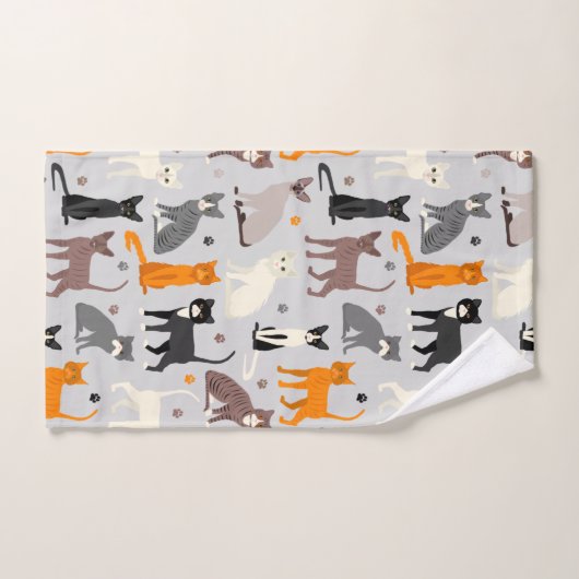 Chats et Empreintes de pattes (Serviette à main)