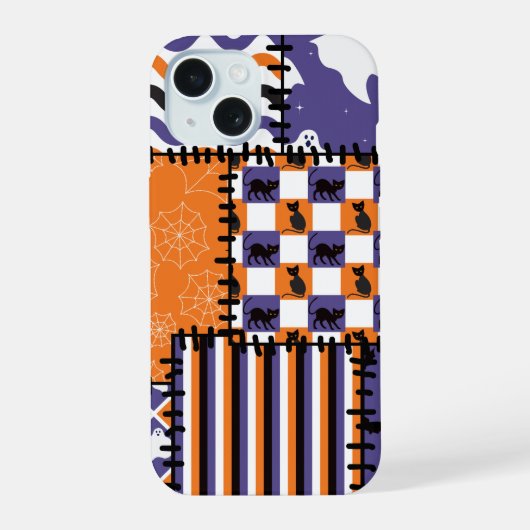 Chats et fantômes en patchwork Halloween (Verso)