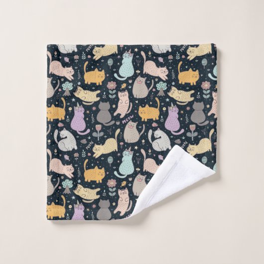 Chats et Fleurs Design Ensemble de serviettes de b (Gant de toilette)