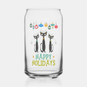 Chats et ornements noirs Retro Mi-Siècle Noël (Verso)