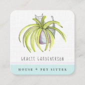 Chats et Plantes  Carré Carte de visite (Devant)