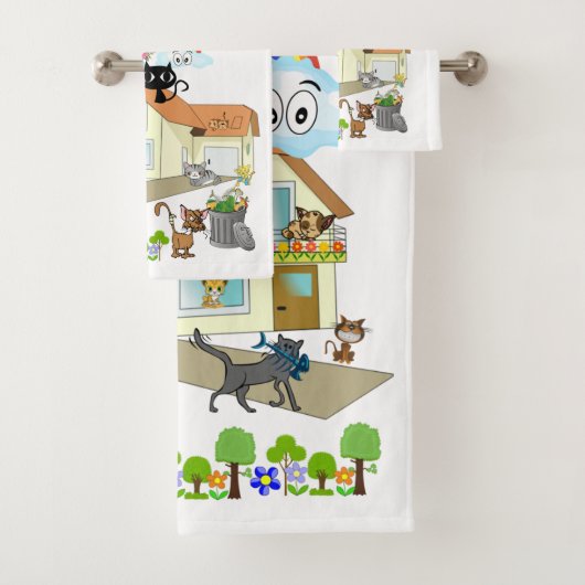 Chats et plus Chats Ensemble de serviettes de sall (En situation)