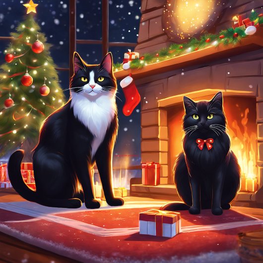 Chats et Santa Clause Tshirt Modèle