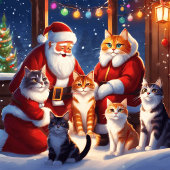Chats et Santa Clause Tshirt Modèle