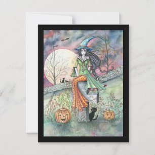 Chats et sorcières Invitations à la fête d'Hallowe