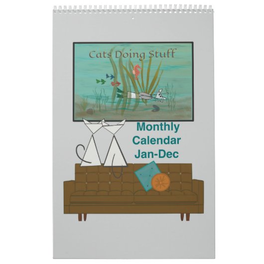 Chats Faire des trucs 12 mois Calendrier (Protection)