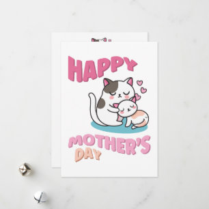 Chats Fête des Mères, kawaii style carte Fête des