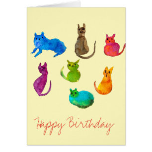 Chats fous colorés en aquarelle