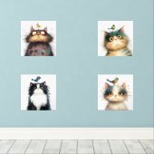 Chats Frazzled Avec Imprimantes Murales D'Aquarell (Parquet)
