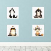 Chats Frazzled Avec Imprimantes Murales D'Aquarell (Parquet)