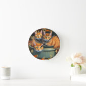 Chats Gingembre Plantes Pot, horloge murale (Maison)